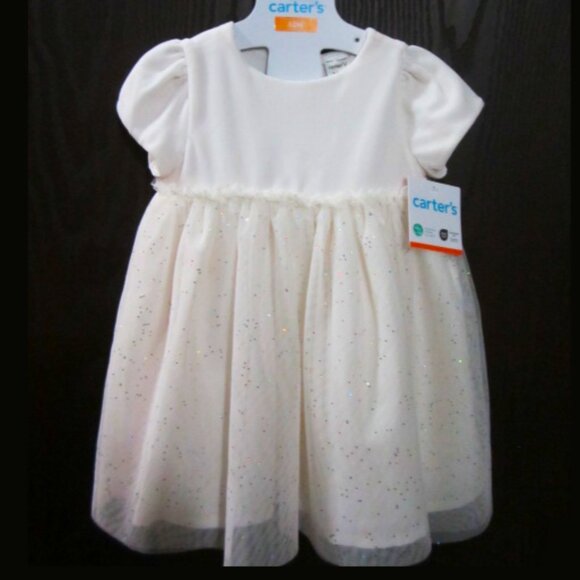 Velour Bodice Dress Tulle Glitter Skirt by Carter's & Shrug size 12 months NEW - Picture 2 of 6